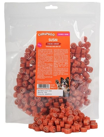 Chrup&Go Chrup&Go Przysmak dla psa Sushi kaczka & dorsz 500g
