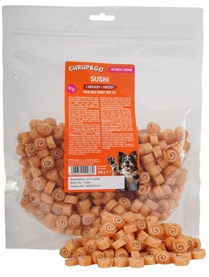 Chrup&Go Chrup&Go Przysmak dla psa Sushi królik & dorsz 500g