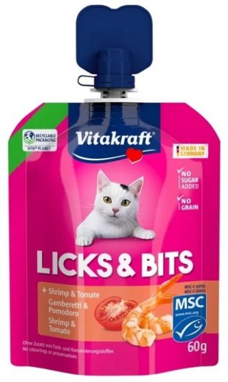 Vitakraft Vitakraft Cat Licks & Bits - Krewetka i pomidor 60g