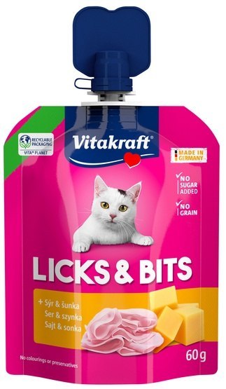 Vitakraft Vitakraft Cat Licks & Bits - Ser i szynka 60g