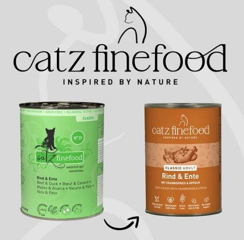 Catz Finefood Catz Finefood Classic N.23 Wołowina i Kaczka puszka 400g