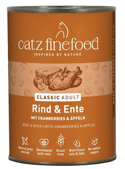 Catz Finefood Catz Finefood Classic N.23 Wołowina i Kaczka puszka 400g