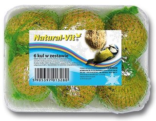 Natural-Vit Natural-Vit Kule dla dzikich ptaków tacka 6szt 540g