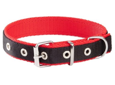 Dingo Dingo Obroża taśma polipropylenowa podwójnie zszywana 2,5cm/60cm czarno-czerwona