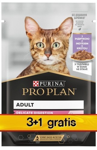 Purina Pro Plan Purina Pro Plan Cat Delicate indyk saszetka 4x85g 3+1 gratis