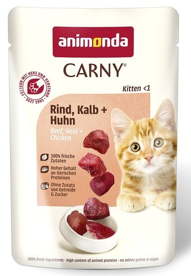 Animonda Carny Animonda Carny Kitten Wołowina, Cielęcina + Kurczak saszetka 85g