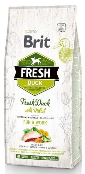 Brit Brit Fresh Dog Adult Active Duck & Millet 2,5kg [termin ważności: 04.08.2026]