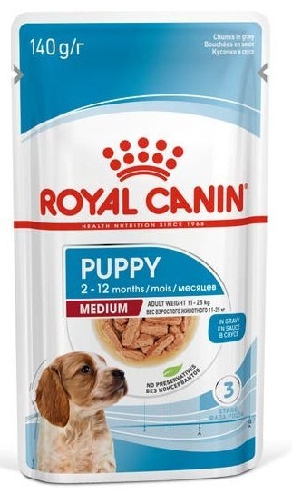 Royal Canin Size Royal Canin Medium Puppy karma mokra w sosie dla szczeniąt, od 2 do 12 miesiąca, ras średnich 140g