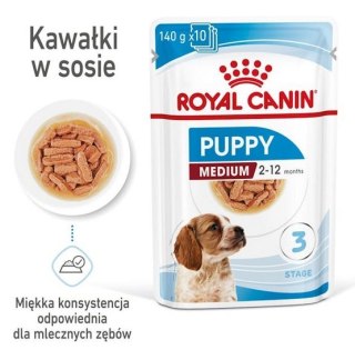 Royal Canin Size Royal Canin Medium Puppy karma mokra w sosie dla szczeniąt, od 2 do 12 miesiąca, ras średnich 140g