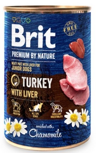 Brit Brit Premium By Nature Turkey & Liver Junior puszka 400g