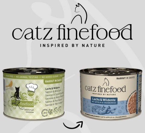 Catz Finefood Catz Finefood Ragout in Sauce Łosoś i Dzika Kaczka (N.605) puszka 190g