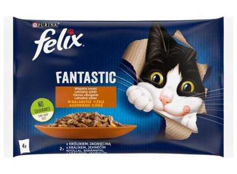Felix Fantastic Felix Fantastic Wybór Mięs (królik+jagnięcina) w galaretce saszetki 4x85g