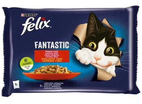 Felix Fantastic Felix Fantastic Wybór Mięs (królik+jagnięcina) w galaretce saszetki 4x85g