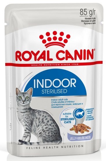 Royal Canin Feline Royal Canin Indoor Sterilised Jelly karma mokra dla kotów dorosłych sterylizowanych, przebywających w domu saszetka 85g