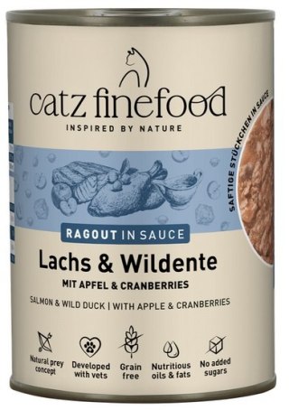 Catz Finefood Catz Finefood Ragout in Sauce Łosoś i Dzika Kaczka (N.605) puszka 380g
